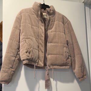 Ashley By 26 International Corduroy Puffer Jacket in Beige